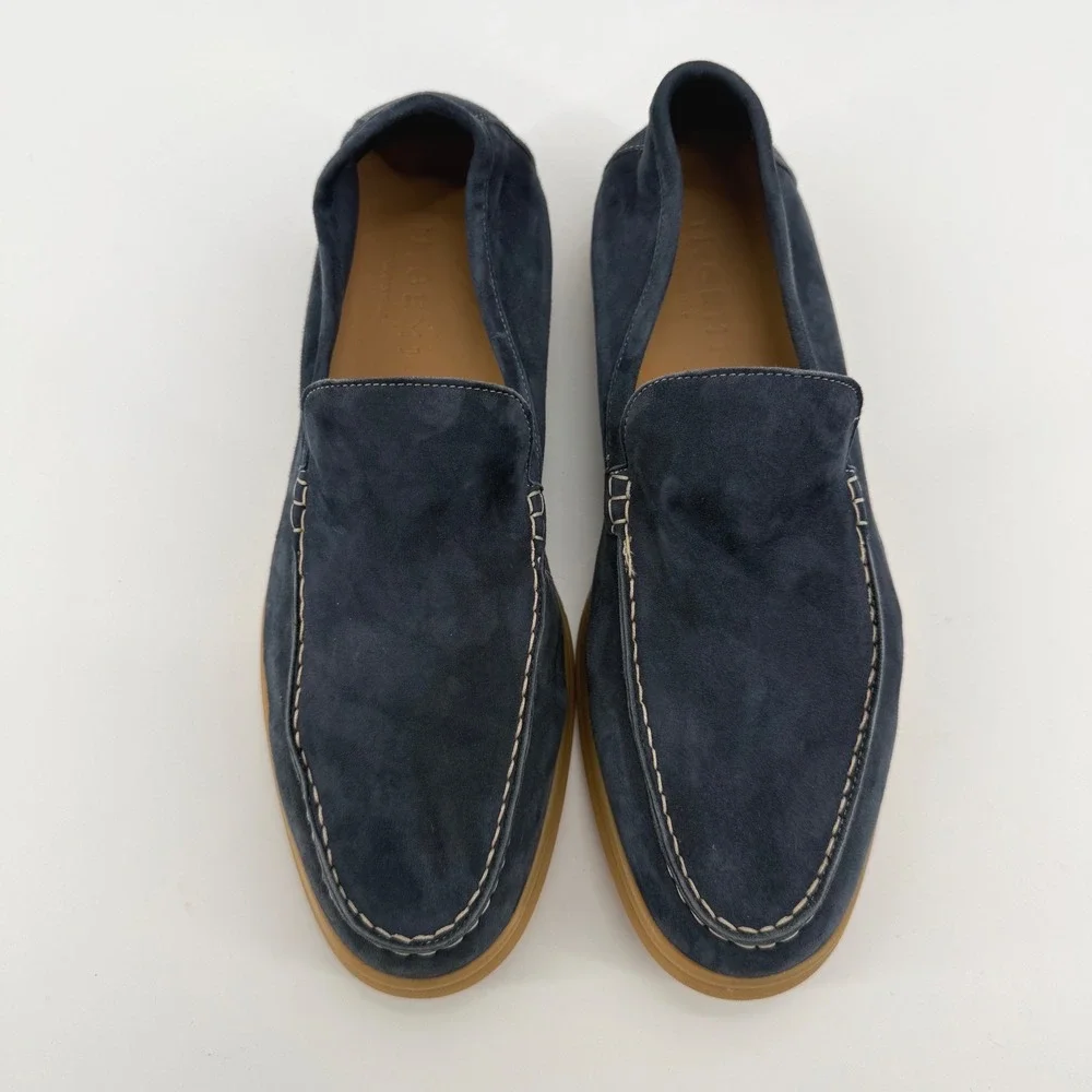 M Gemi The Sailor Mens Navy Blue Suede Loafers Made in Italy Size 42 Rare